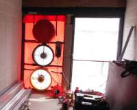 triple blower door fan in doorway